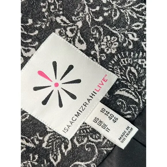QVC Isaac Mizrahi Live! Super Stretch Woven Jacquard Blazer NWOT BLACK SIZE 10 - Picture 5 of 9
